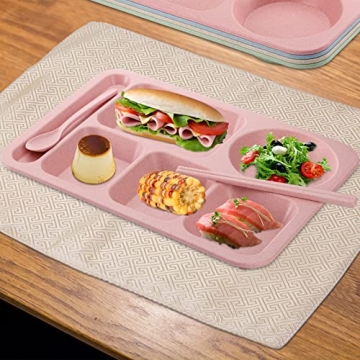 TOPZEA Unbreakable 4 Pack Divided Plates Set for Families