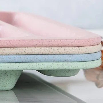 TOPZEA Unbreakable 4 Pack Divided Plates Set for Families