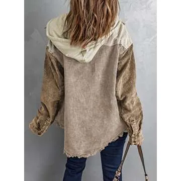 Dokotoo Winter Fall 2024 Coats for Women Fashion Casual Long Sleeve Flannel Shirts Contrast Color Bl...