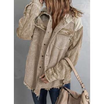 Dokotoo Women's Winter Corduroy Shacket Jacket - Stylish & Cozy