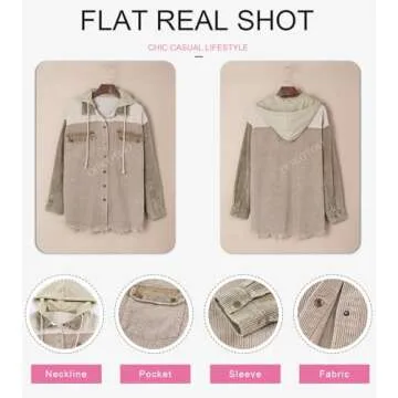 Dokotoo Women's Winter Corduroy Shacket Jacket - Stylish & Cozy