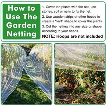 Unves Garden Netting, 10x12ft Row Covers Mosquito Netting, Bird Netting Screen Barrier Garden Mesh Protect Flowers Crops Fruits, Plant Raised Garden Bed Covers Netting