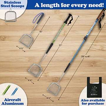Sand Dipper Square Cat Scooper for Litter Box - Stainless Steel Long Metal Cat Litter Scoop, 27" Rea...