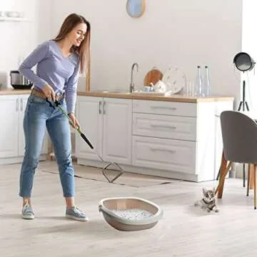 Sand Dipper Square Cat Scooper for Litter Box - Stainless Steel Long Metal Cat Litter Scoop, 27" Reach (Junior)