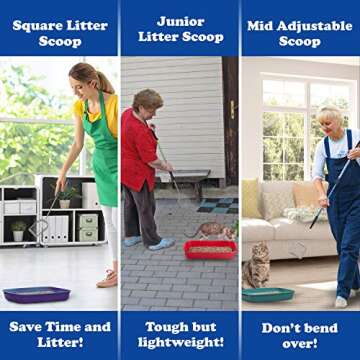 Sand Dipper Square Cat Scooper for Litter Box - Stainless Steel Long Metal Cat Litter Scoop, 27" Reach (Junior)