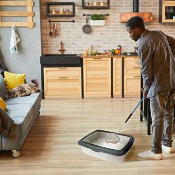 Sand Dipper Square Cat Scooper for Litter Box - Stainless Steel Long Metal Cat Litter Scoop, 27" Reach (Junior)