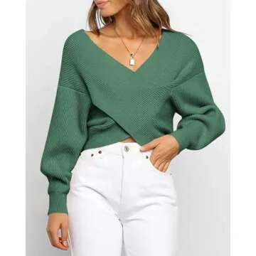 BTFBM Women's Casual V Neck Long Sleeve Sweater