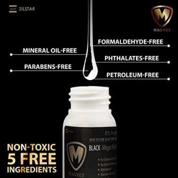 Magnet Wig Glue for Men Black - 1.35oz MEGA Hold/Fast Drying/Frontal Closure, Toupee, Man Weave, Hairpiece, LACE Wig/Oil-Resistant/Waterproof/Moisture Control/Made in Korea