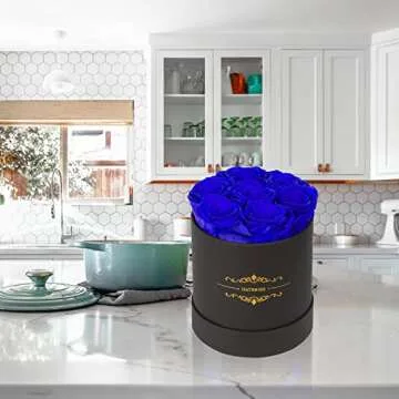 NATROSES Preserved Real Roses in a Box Roses That Last Up to 3 Years, Long Lasting Roses Gifts for Her, Valentines Day Gifts for Her (Royal Blue)