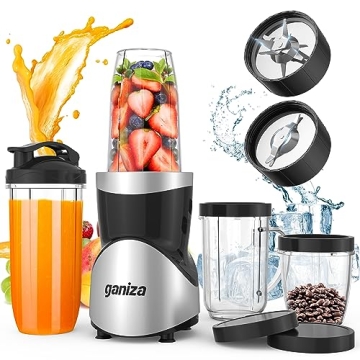Ganiza Smoothie Blender, Blender for Shakes and Smoothies, 15-Piece Personal Blender and Grinder Com...