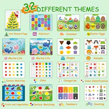 VEOJOY Montessori Toys Busy Book for Toddlers 3-5, 32 Themes Preschool Learning Activities with 7 Animal Decor and Storage Bag, Busy Book for Kids, Montessori Toys for 3 4 5 Year Old Boys Girls