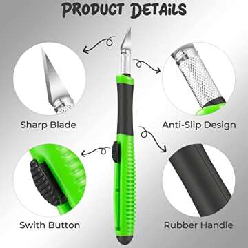 TIFICAL Exacto Knife, 1 Pack Craft Knife with Extra 10 Pcs High Carbon Steel Blades, Sharp Hobby Kni...