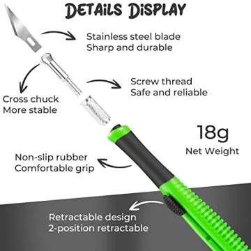 TIFICAL Exacto Knife, 1 Pack Craft Knife with Extra 10 Pcs High Carbon Steel Blades, Sharp Hobby Knife for Crafting, Modeling, Scalpel Knife, Precision Knife, Exacting Knife for Home and Studio Use