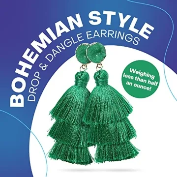 Rave Envy Green Earrings for Women Dangling, St Patricks Day Earrings for Women, Tassel Earrings
