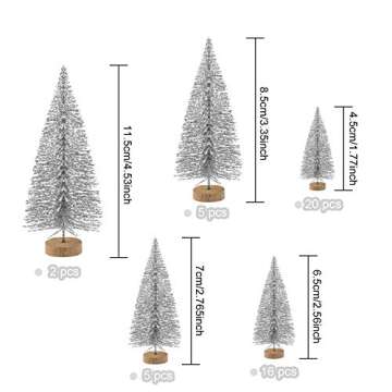 KUUQA 48 Pcs Mini Christmas Trees – Glittery Silver Tabletop Decor for Holiday Magic