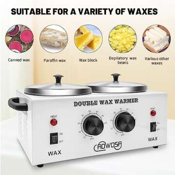 Double Professional Electric Wax Warmer with Dual Pots for Hair Removal, Paraffin Facial, Skin, and ...