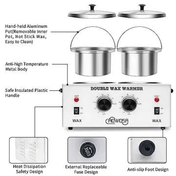 Double Professional Electric Wax Warmer with Dual Pots for Hair Removal, Paraffin Facial, Skin, and Body Spa - Adjustable Temperature, Includes 100 Wax Sticks