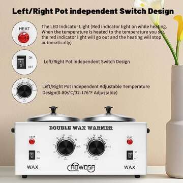 Double Professional Electric Wax Warmer with Dual Pots for Hair Removal, Paraffin Facial, Skin, and Body Spa - Adjustable Temperature, Includes 100 Wax Sticks