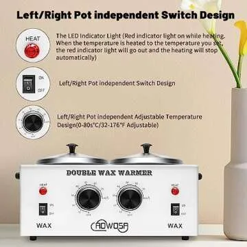 Double Professional Electric Wax Warmer with Dual Pots for Hair Removal, Paraffin Facial, Skin, and Body Spa - Adjustable Temperature, Includes 100 Wax Sticks