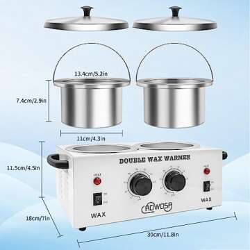 Double Professional Electric Wax Warmer with Dual Pots for Hair Removal, Paraffin Facial, Skin, and Body Spa - Adjustable Temperature, Includes 100 Wax Sticks