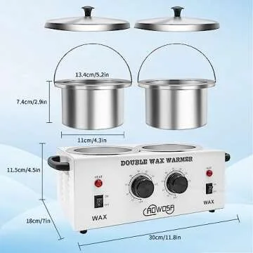 Double Professional Electric Wax Warmer with Dual Pots for Hair Removal, Paraffin Facial, Skin, and Body Spa - Adjustable Temperature, Includes 100 Wax Sticks