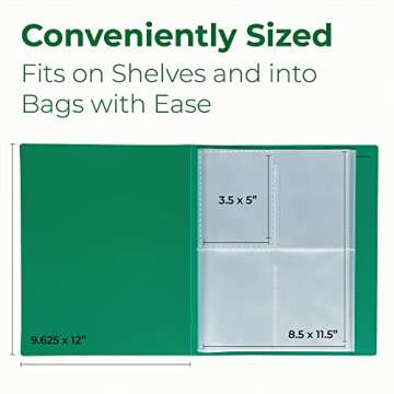 Samsill Seed Packet Organizer, 4 Pocket Reusable Garden Seed Storage Protector, 3.5" x 5" Clear Pocket Sleeves, Garden Planner Packet, 32 Pockets, Holds Up to 64 Packets, Green