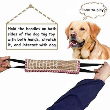 Dog Tug Toy Dog Training Bite Pillow Jute Bite Toy, Suitable for Tug of War,Dog Coarse Hemp Bite Toy with 2 Handles, Puppy Training Interactive Play, Durable Dog Bite Toy for Medium Large Dogs.