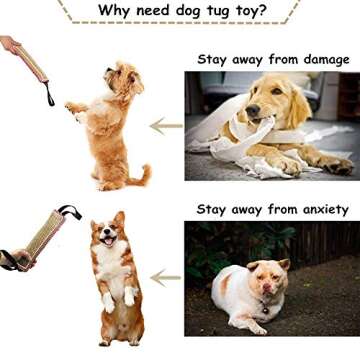 Dog Tug Toy Dog Training Bite Pillow Jute Bite Toy, Suitable for Tug of War,Dog Coarse Hemp Bite Toy with 2 Handles, Puppy Training Interactive Play, Durable Dog Bite Toy for Medium Large Dogs.