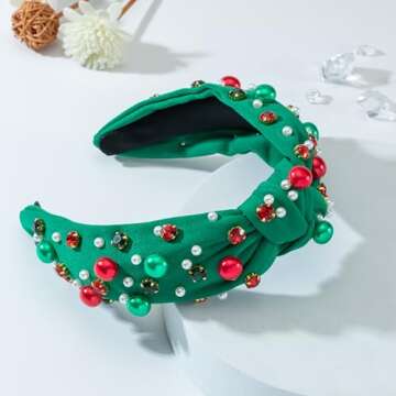 Mixcbe Christmas Jeweled Headband for Holidays