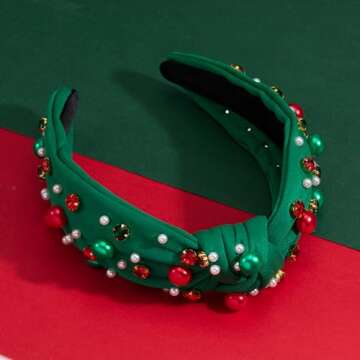 Mixcbe Christmas Jeweled Headband for Holidays