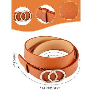 Geyoga 4 Pieces Women Faux Leather Waist Belt for Ladies Jeans Pants with Double O-Ring Buckle, Nana, 27.5 - 39.3 inch/ 70 - 100 cm