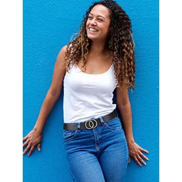 Geyoga 4 Pieces Women Faux Leather Waist Belt for Ladies Jeans Pants with Double O-Ring Buckle, Nana, 27.5 - 39.3 inch/ 70 - 100 cm