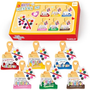 PARSUP 24 Pcs Valentine's Day Greeting Cards with Painting Tools - Creative DIY Gifts for Kids