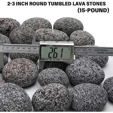 Black Lava Rock for Fire Pit,2"-3" Natural Lava Stones for Gas Fire Pit and Fireplace(15-Pound)