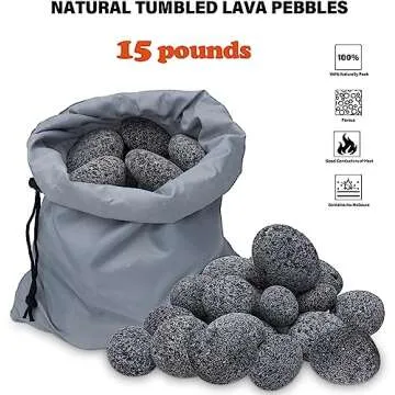 Black Lava Rock for Fire Pit,2"-3" Natural Lava Stones for Gas Fire Pit and Fireplace(15-Pound)
