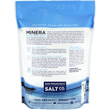 Minera Dead Sea Salt, 100% Pure & Natural, 2 lbs. Fine Grain (0-1.7 mm) Bulk Bag, Easily Dissolving Dead Sea Salts for Soaking & Bathing, Skin Nourishing Fine Sea Salt, Unscented