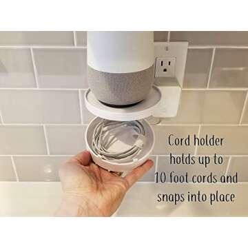 The Easy Outlet Shelf by Mount Genie - Works With All Outlets - 60 Second Install - Hidden Cord Cable Storage - Perfect Google Home Mount, Nest Wifi Mount, for Cameras, Voice Assistants, and More