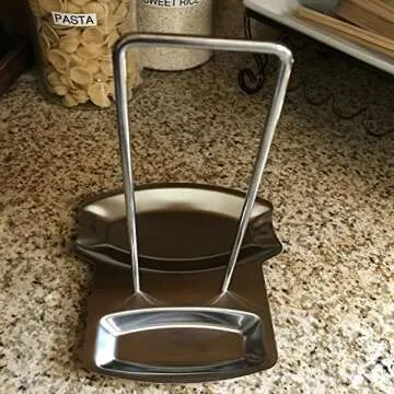 Spoon Rest and Pot Lid Holder, Stainless Steel Pan Pot Cover Lid Rack Shelf Stand Holder Spoon Holder Utensil Rest Stove Organizer Storage Soup Spoon Rests Kitchen Tool