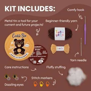 Cookie Box Crochet Kit for Beginners - Learn to Craft Amigurumi Stuffed Animals - Knitting Gift for ...