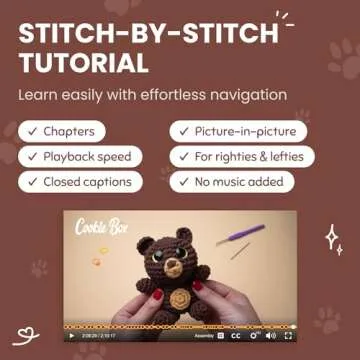 Cookie Box Crochet Kit for Beginners - Learn to Craft Amigurumi Stuffed Animals - Knitting Gift for Kids (13+) and Adults - Beginner-Friendly Yarn - Stitch-by-Stitch Video Tutorial - Bear Bruno