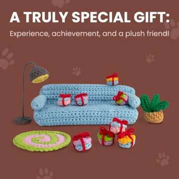 Cookie Box Crochet Kit for Beginners - Learn to Craft Amigurumi Stuffed Animals - Knitting Gift for Kids (13+) and Adults - Beginner-Friendly Yarn - Stitch-by-Stitch Video Tutorial - Bear Bruno