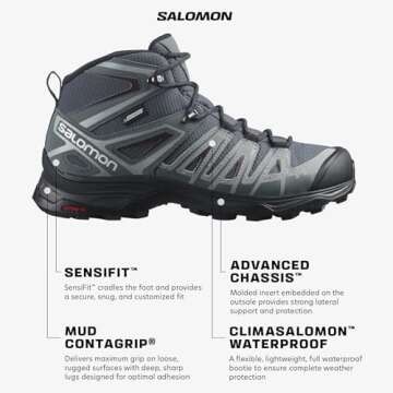 Salomon Women's X ULTRA PIONEER MID CLIMASALOMON™ WATERPROOF Hiking Boots for Women, Ebony / Storm...