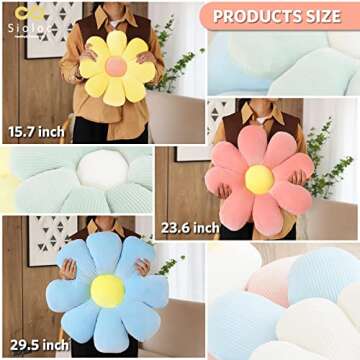 Sioloc Flower Pillow,Flower Shaped Throw Pillow Butt Cushion Flower Floor Pillow,Seating Cushion,Cute Room Decor & Plush Pillow for Bedroom Sofa Chair(Red,15.7'')