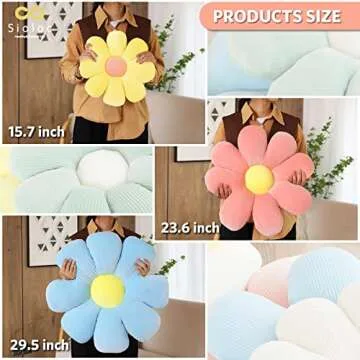 Sioloc Flower Pillow,Flower Shaped Throw Pillow Butt Cushion Flower Floor Pillow,Seating Cushion,Cute Room Decor & Plush Pillow for Bedroom Sofa Chair(Red,15.7'')