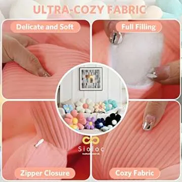 Sioloc Flower Pillow,Flower Shaped Throw Pillow Butt Cushion Flower Floor Pillow,Seating Cushion,Cute Room Decor & Plush Pillow for Bedroom Sofa Chair(Red,15.7'')