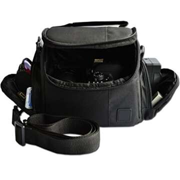 Compact DSLR Camera Case. Padded & Fitted, Camera Bag, Zippered Pockets. Fits Canon Cameras Including Canon Rebel T7. For Camera & Accessories, Shockproof, Includes Cleaning Cloth & Removable Strap