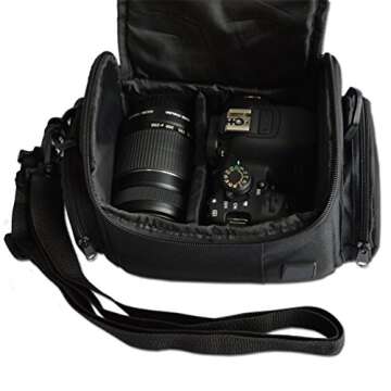Compact DSLR Camera Case. Padded & Fitted, Camera Bag, Zippered Pockets. Fits Canon Cameras Including Canon Rebel T7. For Camera & Accessories, Shockproof, Includes Cleaning Cloth & Removable Strap
