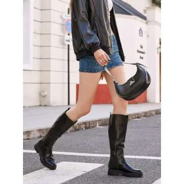 Women's Knee High Platform Boots Chunky Block Heel Side Zipper Fall Boots Winter Riding Boot
