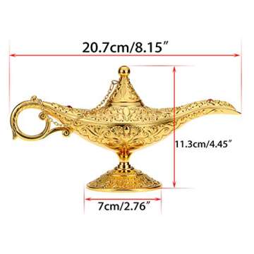 Hipiwe Vintage Magical Legend Aladdin's Genie Lamp for Home /Wedding Table Decoration,Collectable Rare Classic Arabian Costume Props Lamp Pot &Gift for Party/Halloween/Birthday (Golden)