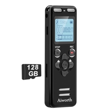 136GB Digital Voice Recorder - Aiworth Voice Activated Device for Meetings & Lectures